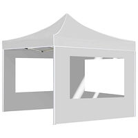 vidaXL Hopfällbart partytält med väggar aluminium 3x3 m vit