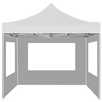 vidaXL Hopfällbart partytält med väggar aluminium 3x3 m vit