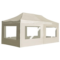 vidaXL Hopfällbart partytält aluminium med väggar 6x3 m gräddvit