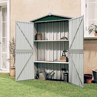 vidaXL Trädgårdsskjul grön 116x45x175 cm galvaniserat stål