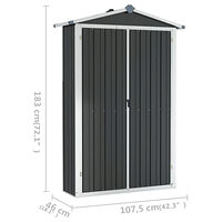 vidaXL Trädgårdsskjul antracit 116x45x175 cm galvaniserat stål