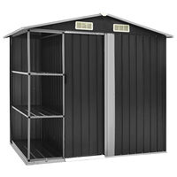 vidaXL Trädgårdsbod med hylla antracit 205x130x183 cm järn