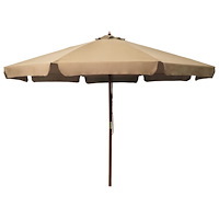 vidaXL Trädgårdsparasoll med trästång 330 cm taupe