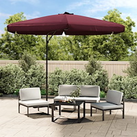 vidaXL Trädgårdsparasoll med stålstång 300 cm vinröd