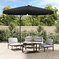 vidaXL Trädgårdsparasoll med stålstång 300 cm svart
