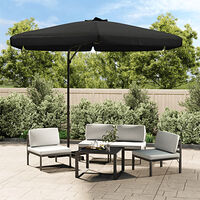 vidaXL Trädgårdsparasoll med stålstång 300 cm svart