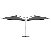 vidaXL Dubbelt parasoll med stålstång 250x250 cm antracit