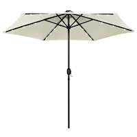 vidaXL Parasoll med LEDs och aluminiumstång 270 cm sandvit