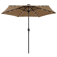 vidaXL Parasoll med LEDs och aluminiumstång 270 cm taupe