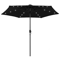 vidaXL Parasoll med LEDs och aluminiumstång 270 cm svart
