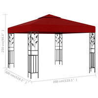 vidaXL Paviljong 3x3 m vinröd