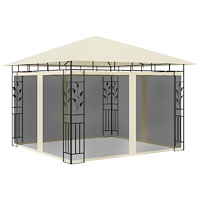 vidaXL Paviljong med myggnät 3x3x2,73 m gräddvit 180 g/m²