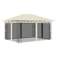 vidaXL Paviljong med myggnät 4x3x2,73 m gräddvit 180 g/m²