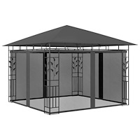 vidaXL Paviljong med myggnät 3x3x2,73 m antracit 180 g/m²