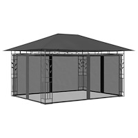 vidaXL Paviljong med myggnät 4x3x2,73 m antracit 180 g/m²