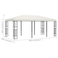 vidaXL Paviljong 3x6 m gräddvit tyg