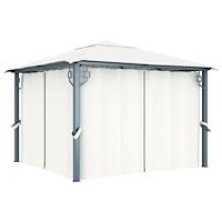 vidaXL Paviljong med draperier 300x300 cm gräddvit aluminium
