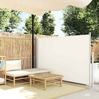 vidaXL Infällbar sidomarkis 140x514 cm gräddvit