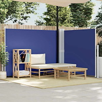 vidaXL Infällbar sidomarkis blå 140x600 cm