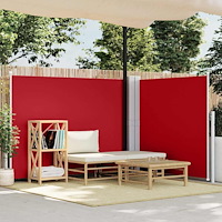 vidaXL Infällbar sidomarkis röd 140x1000 cm