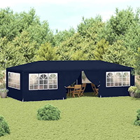 vidaXL Professionellt partytält med väggar 4x9 m blå 90 g/m²