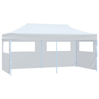 vidaXL Pop-Up hopfällbart partytält med sidoväggar 3x6 m stål vit