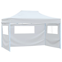 vidaXL Hopfällbart partytält med 3 väggar 291x413x315 cm vit