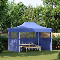 vidaXL Hopfällbart partytält med 3 sidoväggar 3x4 m stål blå