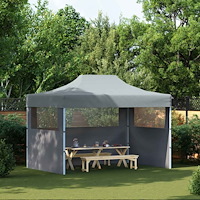 vidaXL Hopfällbart partytält med 3 sidoväggar 3x4 m stål antracit