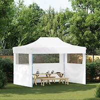 vidaXL Hopfällbart partytält med 3 sidoväggar 280x410x315 cm stål vit