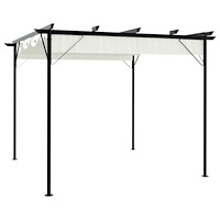 vidaXL Pergola med indragbart tak gräddvit 3x3 m stål