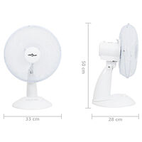 vidaXL Bordsfläkt 3 hastigheter 30 cm 40 W vit