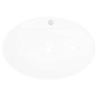 vidaXL Lyxigt keramisk handfat oval med överflöds- & kranhål