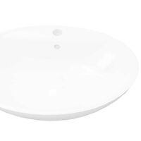 vidaXL Lyxigt keramisk handfat oval med överflöds- & kranhål