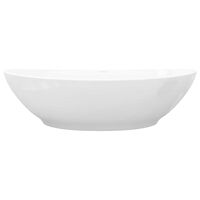 vidaXL Lyxigt keramisk handfat oval med överflöds- & kranhål