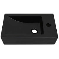 vidaXL Handfat med kranhål keramik rektangulär svart 46x25,5x12 cm