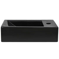 vidaXL Handfat med kranhål keramik rektangulär svart 46x25,5x12 cm
