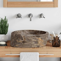 vidaXL Handfat 45x35x15 cm fossilsten gräddvit
