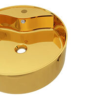 vidaXL Handfat med bräddavlopp 46,5x15,5 cm keramik guld