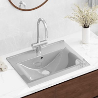 vidaXL Handfat med bräddavlopp 60x46x16 cm keramik silver