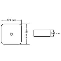 vidaXL Handfat 42,5x42,5x14,5 cm keramik svart