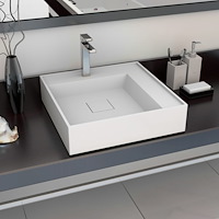 vidaXL Handfat 50x50x12,3 cm mineralgjuten vit