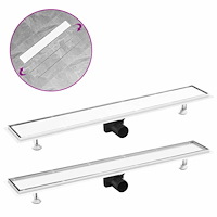 vidaXL Golvbrunn med 2-i-1 kakelinlägg 83x14 cm rostfritt stål