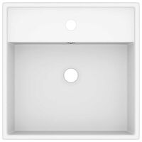 vidaXL Fyrkantigt handfat bräddavlopp matt vit 41x41 cm keramik