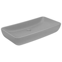 vidaXL Lyxigt rektangulärt handfat matt ljusgrå 71x38 cm keramik