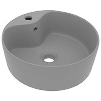 vidaXL Handfat med bräddavlopp matt ljusgrå 36x13 cm keramik