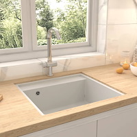 vidaXL Diskho med bräddavlopp vit granit