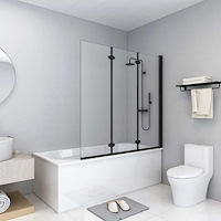 vidaXL Duschvägg fällbar 3 paneler ESG 130x138 cm svart