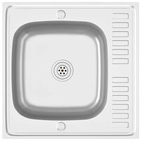 vidaXL Diskho med avrinningsyta silver 600x600x155 mm rostfritt stål