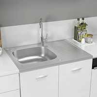 vidaXL Diskho med avrinningsyta silver 800x600x155 mm rostfritt stål